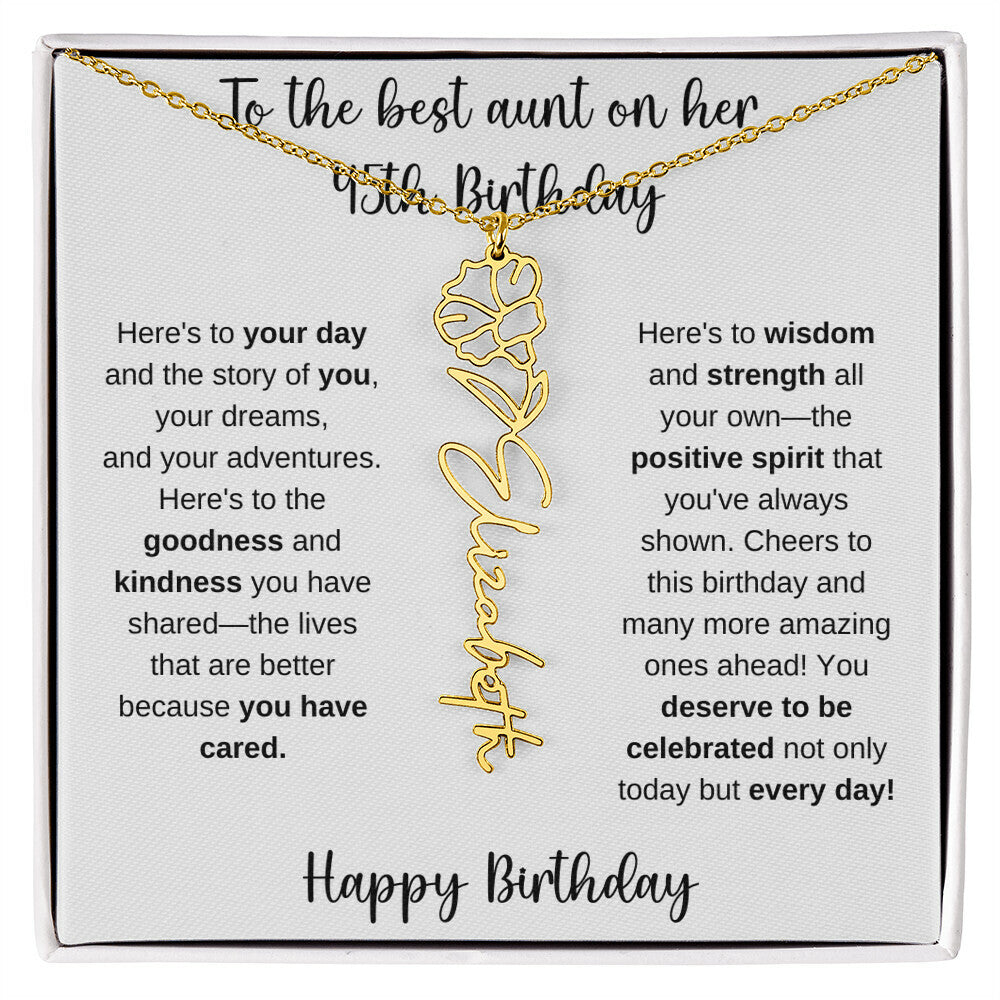 To The Best Aunt - Happy 45th Birthday | Flower Name Necklace