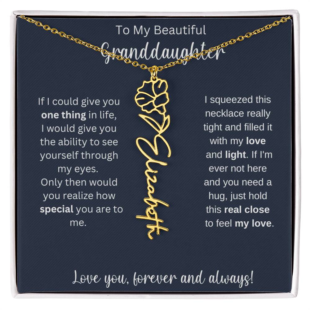Granddaughter Birthday Present | Flower Name Necklace