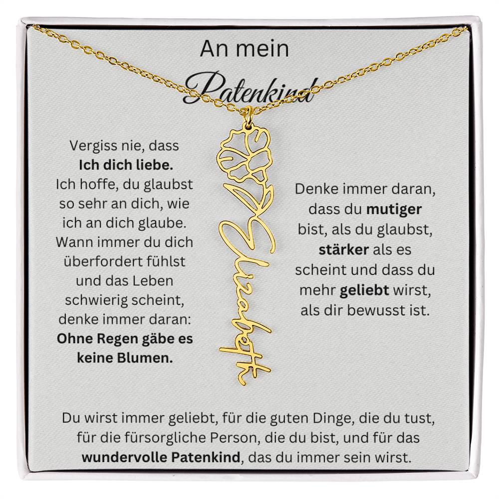 An Mein Patenkind Geburtsblumen Kette