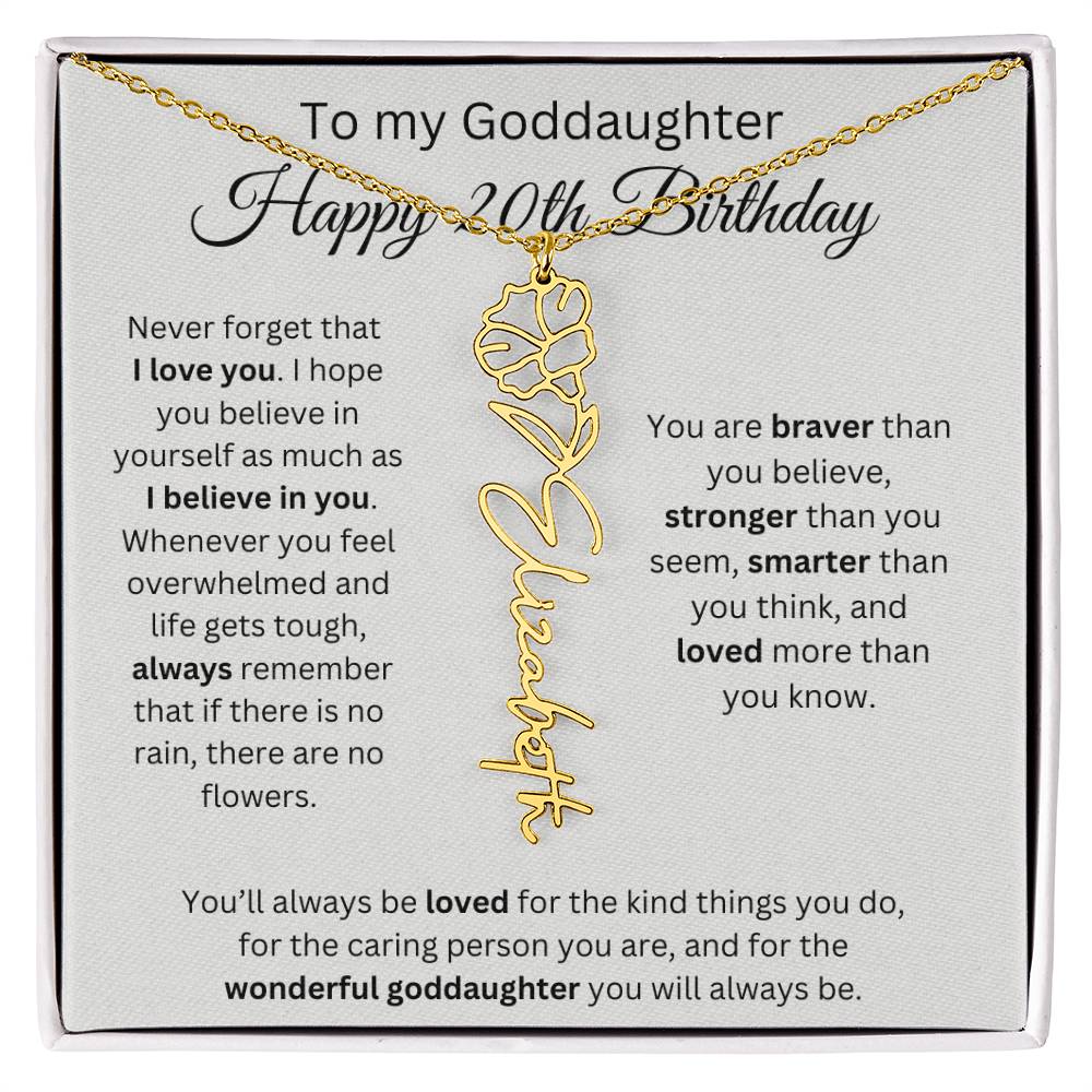 To My Goddaughter Happy 20th Birthday - Flower Name Necklace