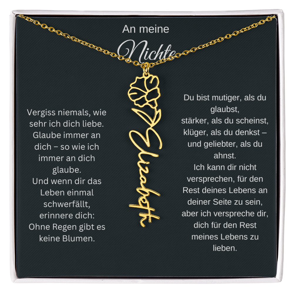 An meine Nichte Geburtsblume Namenskette mit Gravur Geschenk Geburtstag Weihnachten