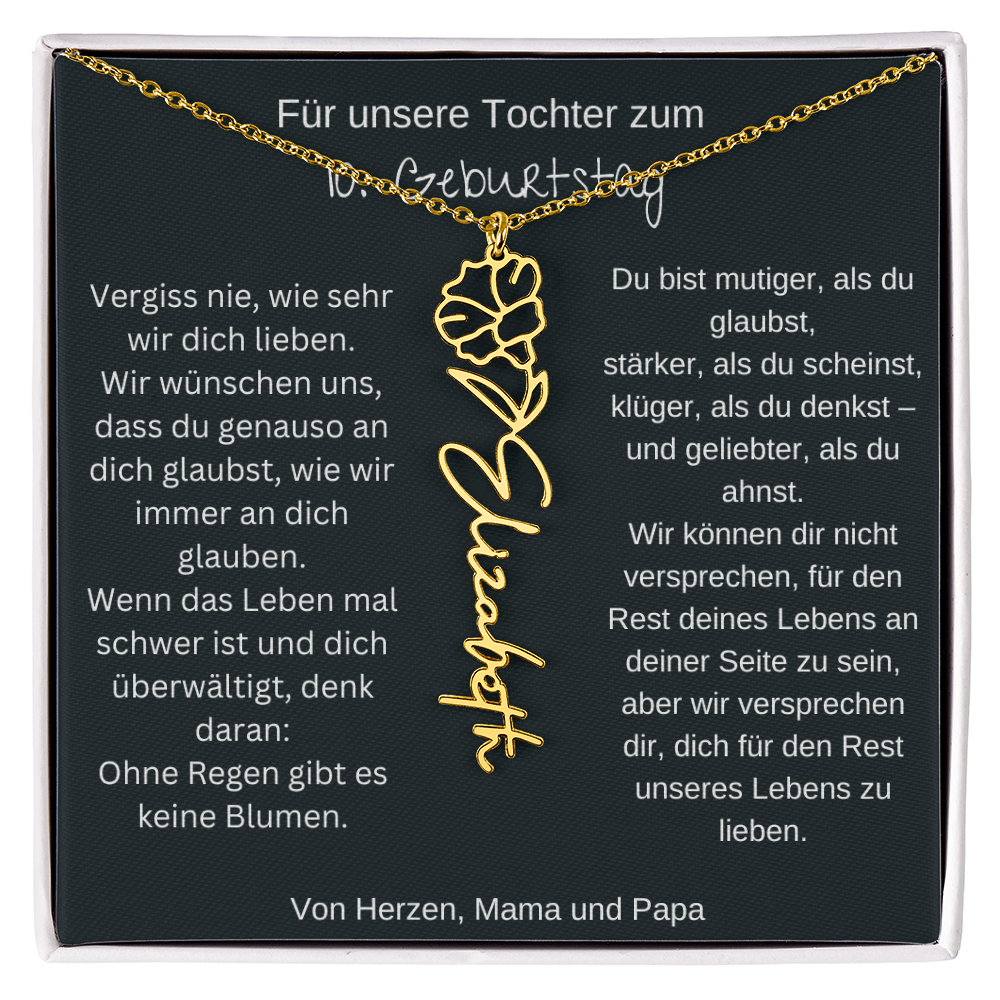 Geschenk zum 10. Geburtstag Tochter Geburtsblumen Namenskette