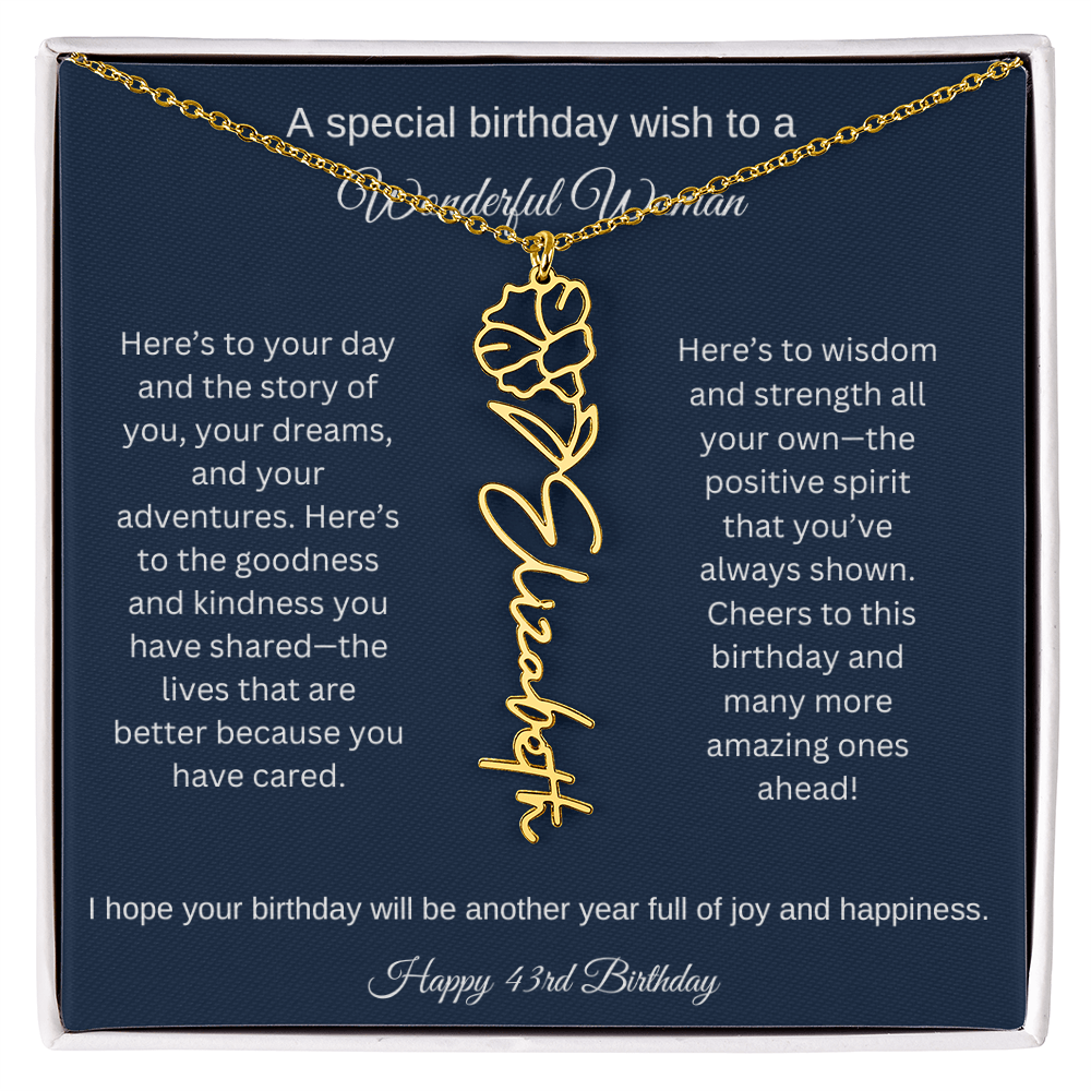 43rd Birthday Gift Idea - Flower Name Necklace