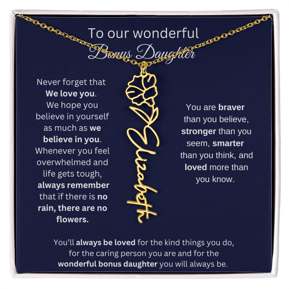 To Our Wonderful Bonus Daughter Personalized Birth Month Flower Necklace 1