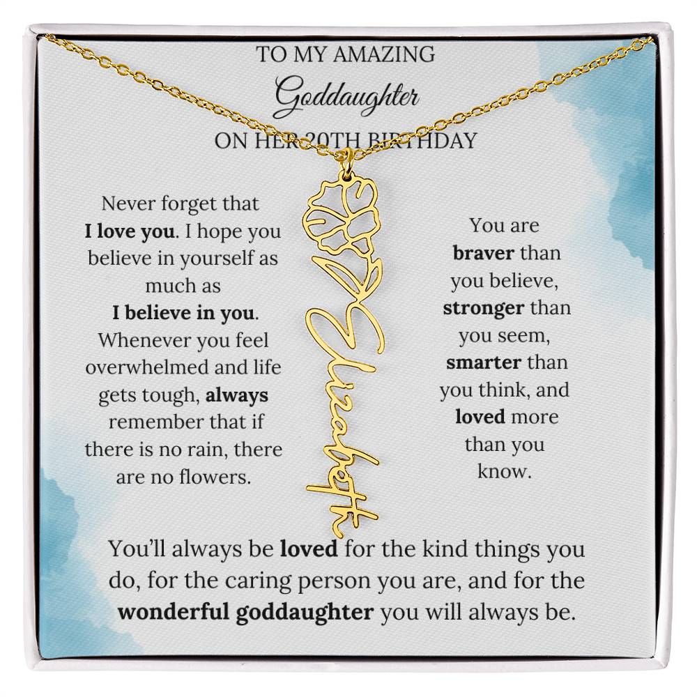 Birth Month Flower Name Necklace for My Goddaughter's 20th Birthday