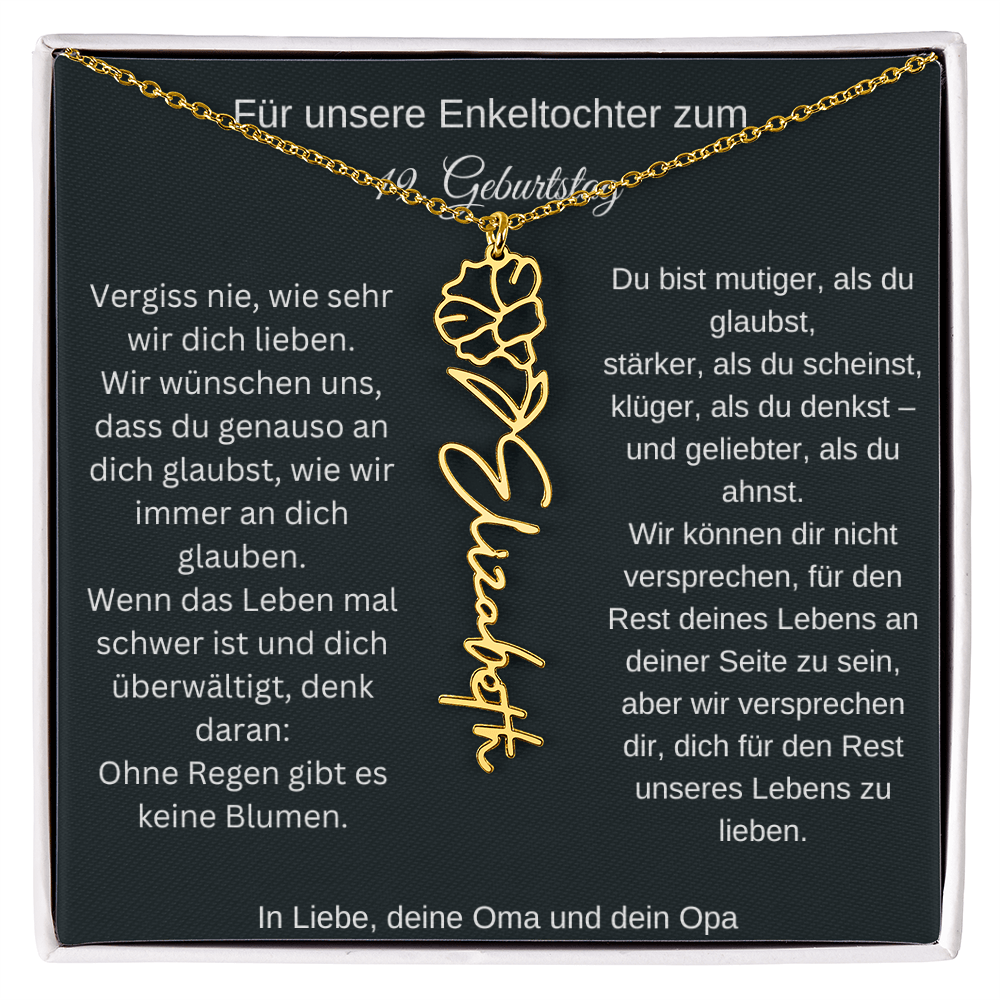 19. Geburtstag Blumen Namenskette