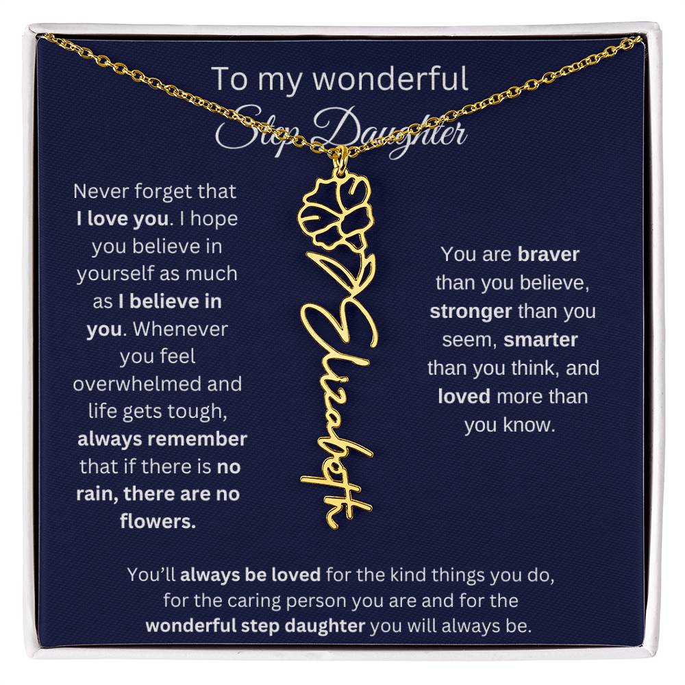 To My  Bonus Daughter Birthmonth Flower Necklace 4