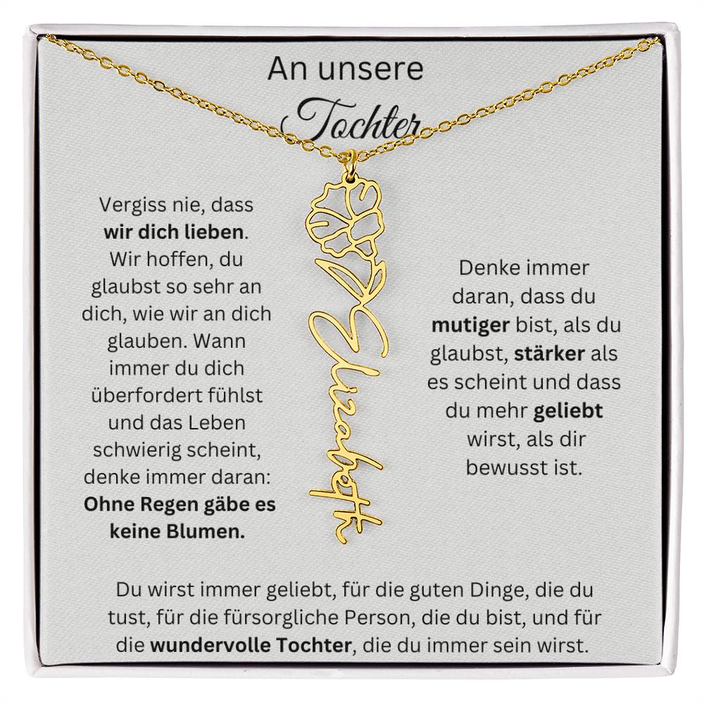 An Unsere Tochter - Vergiss Nie Geburtsblumen Kette Personalisierbar Mit Namen