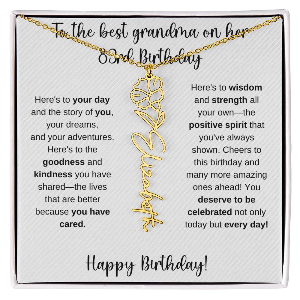 To The Best Grandma - Happy 83rd Birthday | Flower Name Necklace