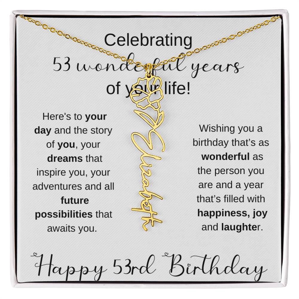 Happy 53rd Birthday | Flower Name Necklace