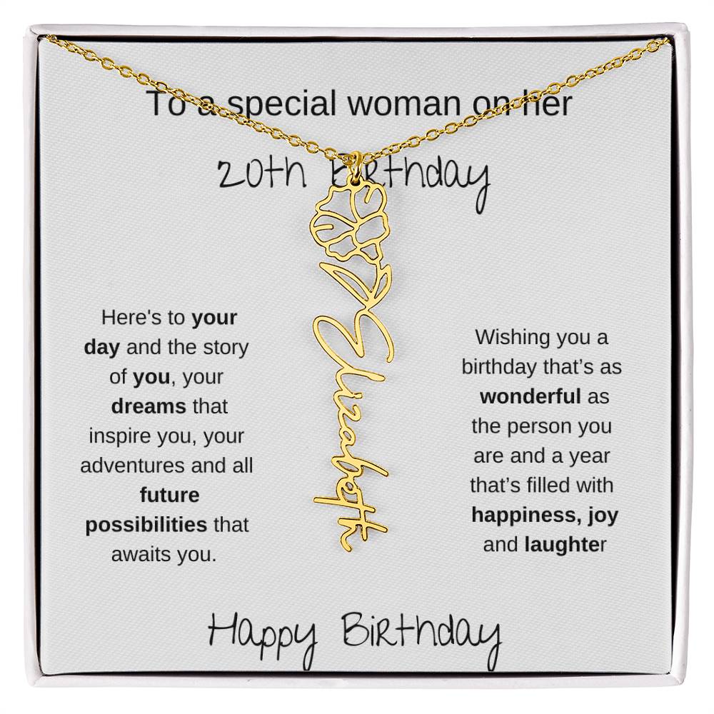 A Special Woman 20th Birthday | Flower Name Necklace