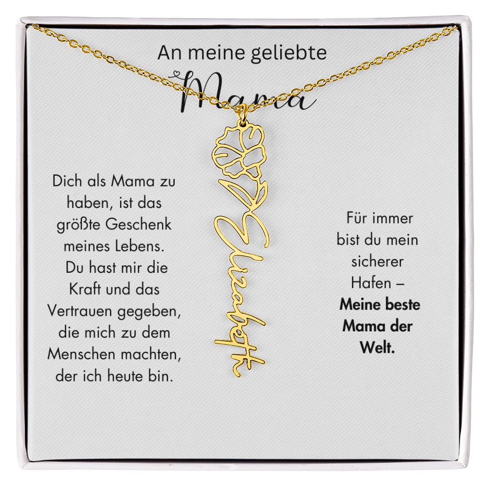 Personalisierte Namenskette mit Geburtsblume für Mama