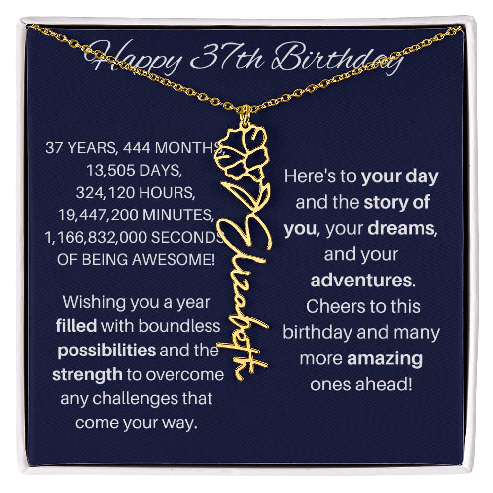 37th Birthday Birth Flower Necklace