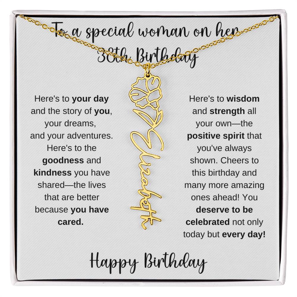 38th Birthday - Flower Name Necklace