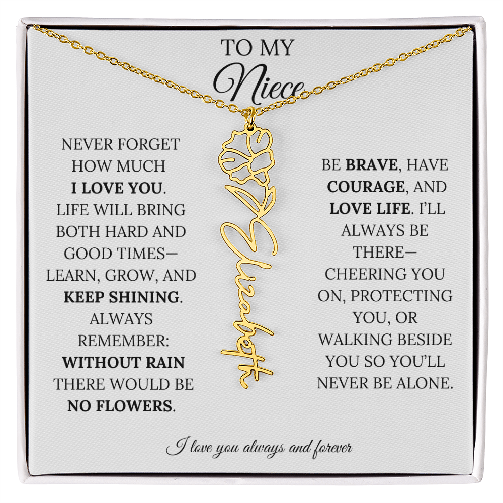 To My Niece | Keep Shining | Flower Name Necklace