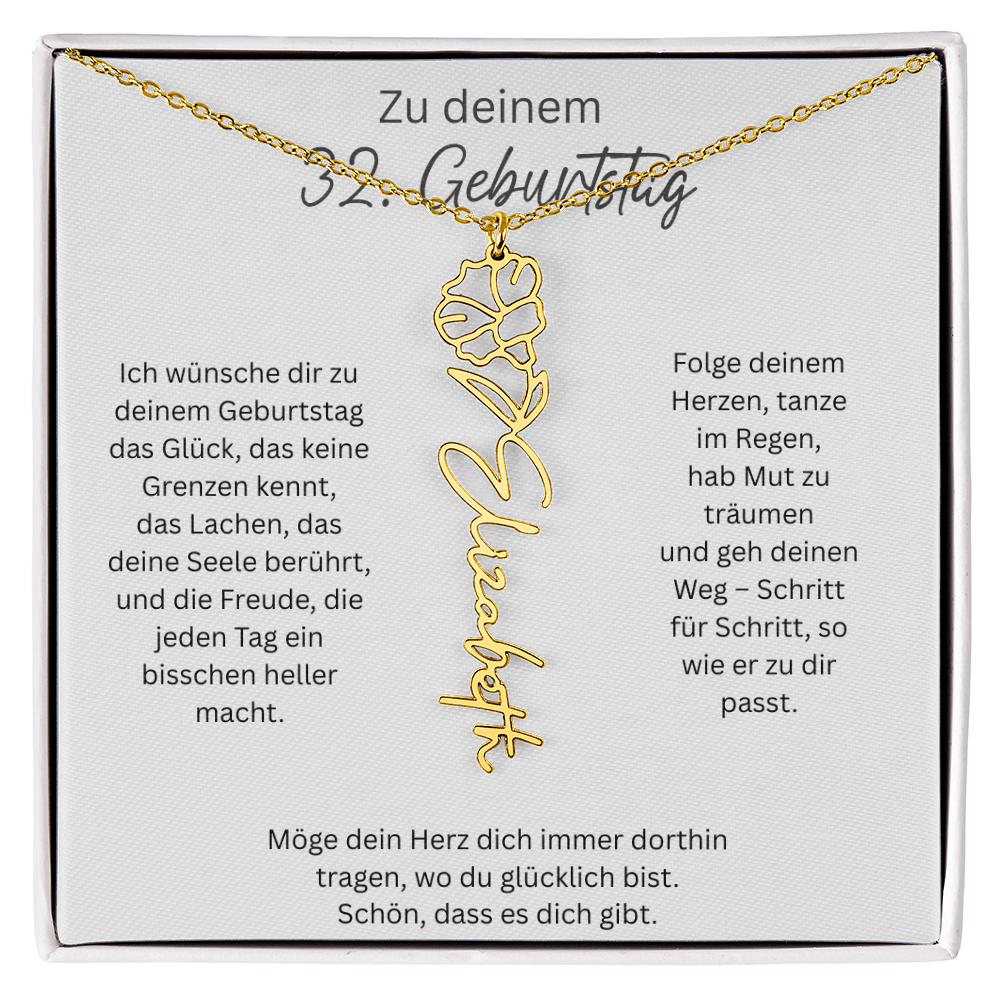 Geburtsblumen Namenskette zum 32 Geburtstag personalisiert Name Kette Gravur Geschenk