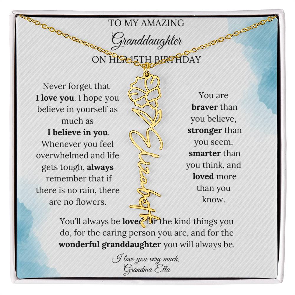 Birth Month Flower Name Necklace for My Granddaughter's 15th Birthday