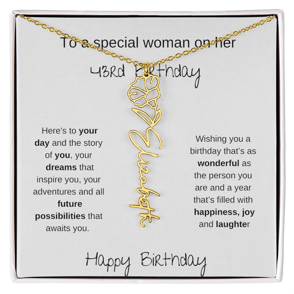 A Special Woman 43rd Birthday | Flower Name Necklace