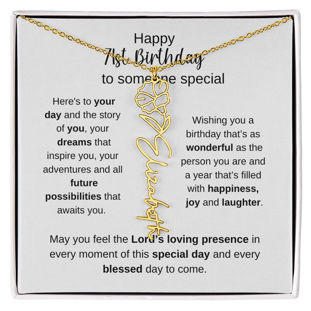 Happy 71st Birthday To Someone Special - Flower Name Necklace