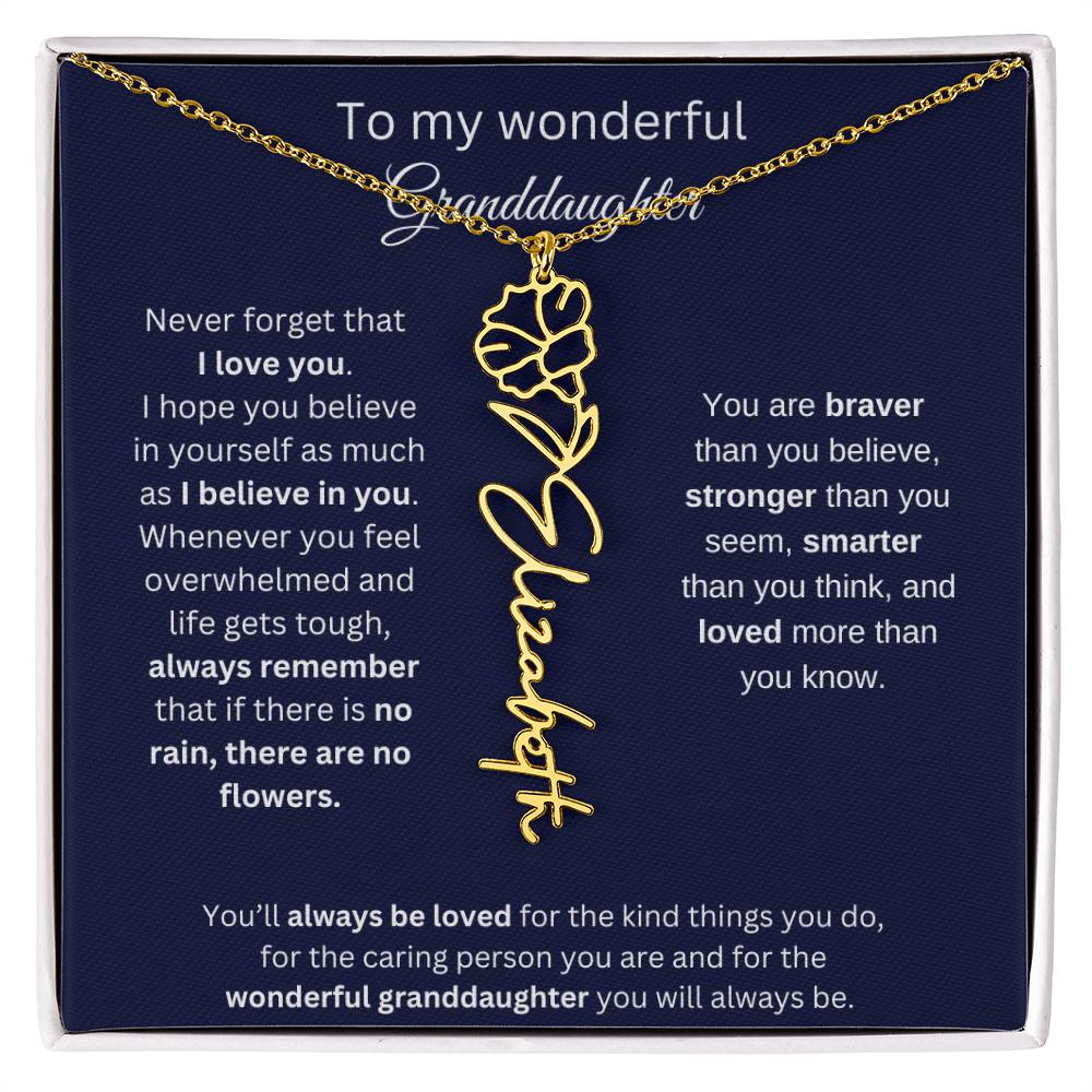 To My Wonderful Granddaughter  Personalized Birth Month Flower Necklace 1