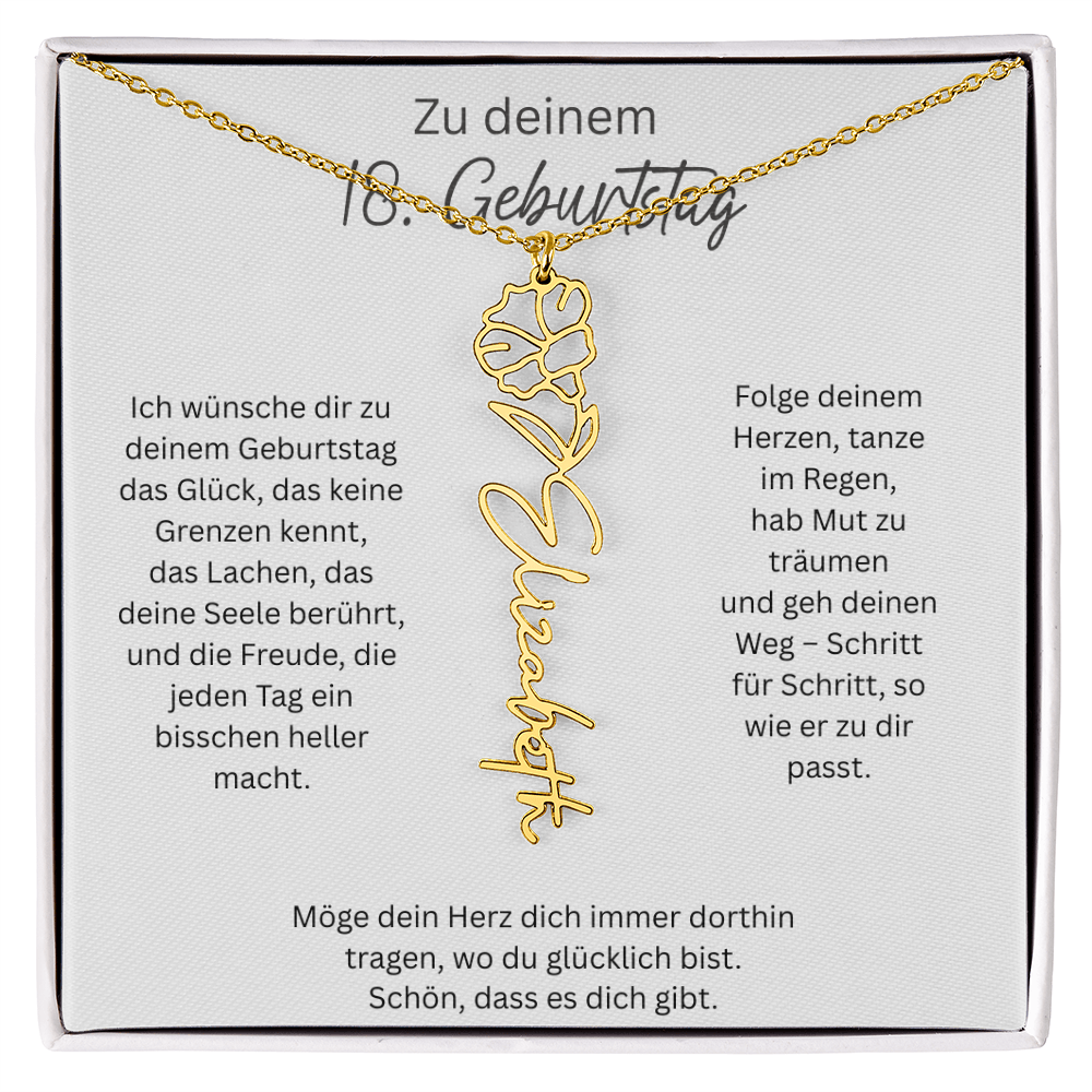 Geburtsblumen Namenskette zum 18 Geburtstag personalisiert Name Kette Gravur Geschenk