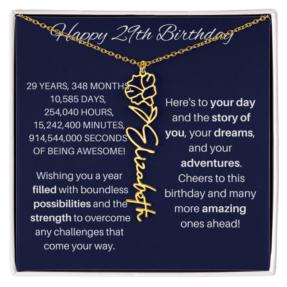 29 Birthday Birth Flower Necklace