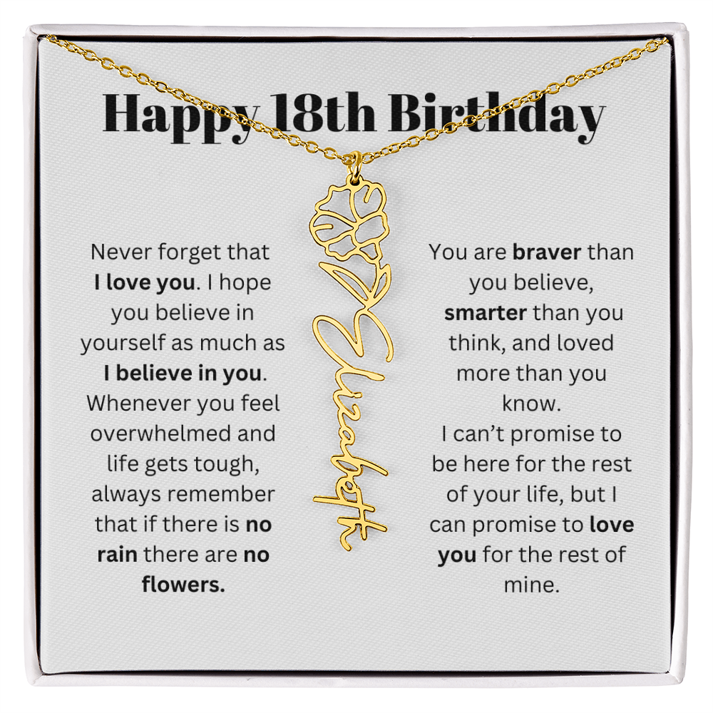18th Personalized Birthday Gift for Her - Flower Name Necklace