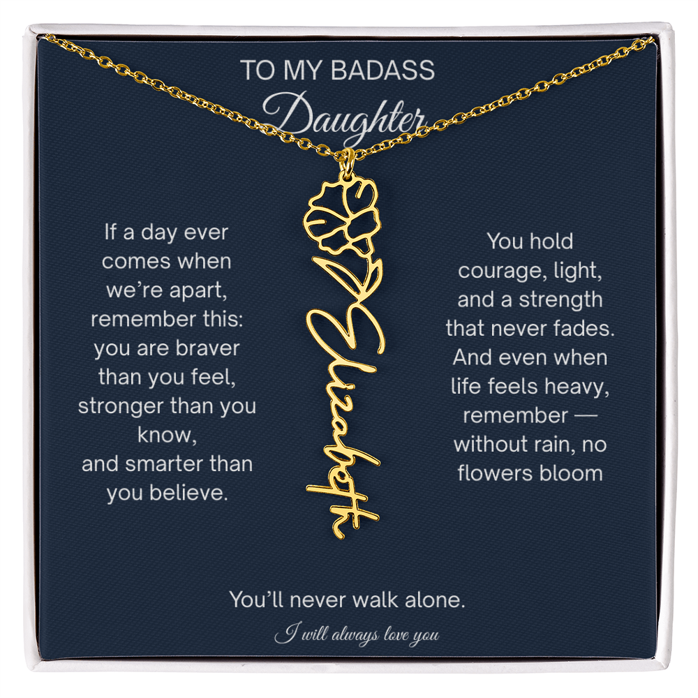 Badass Daughter Flower Name Necklace
