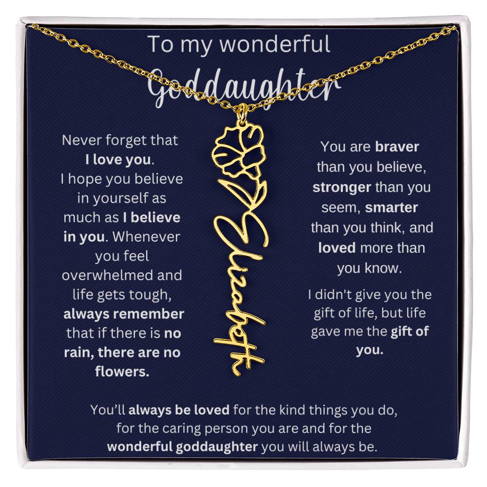 To My Wonderful Goddaughter | You'll Always Be Loved | Flower Name Necklace