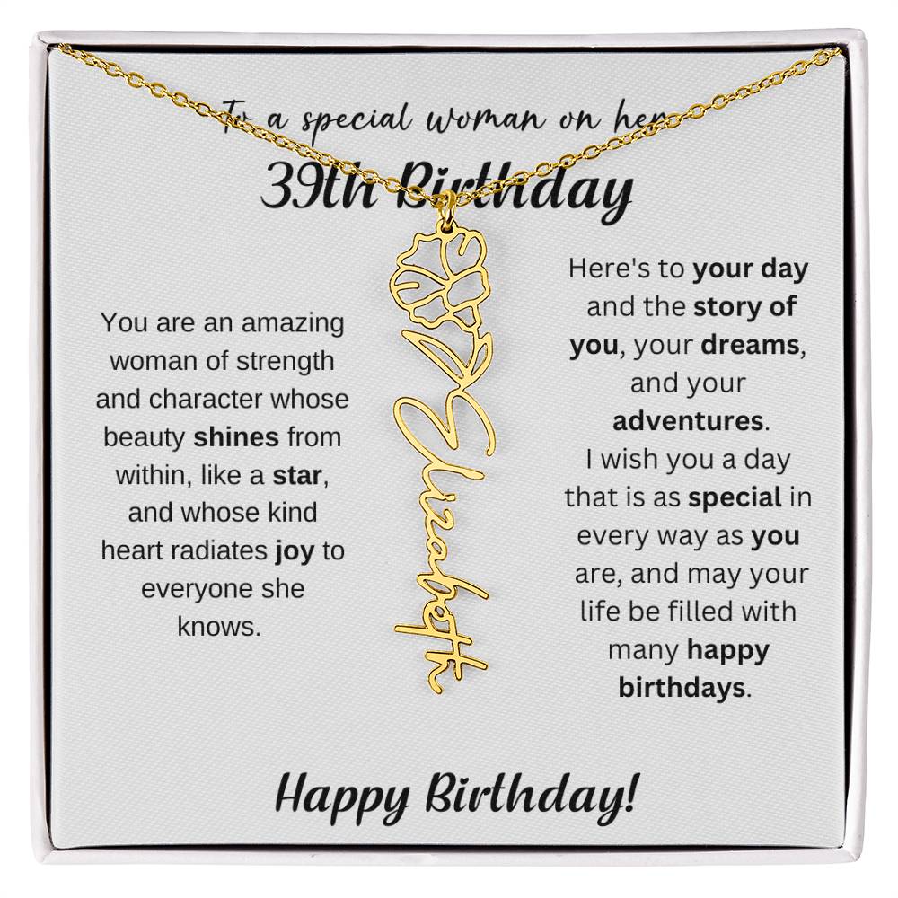 39th Birthday Gift Birthflower Necklace