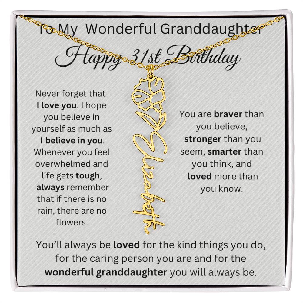 To My Wonderful Granddaughter - Happy 31st Birthday - Flower Name Necklace