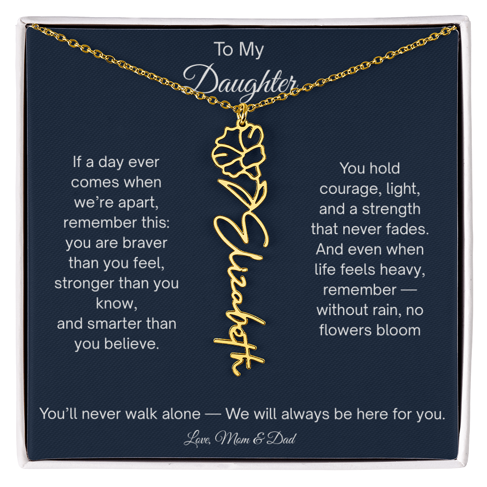 Personalized Daughter Gift - Birth Flower Name Necklace