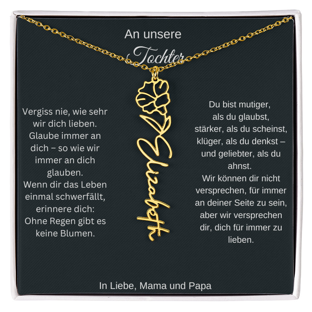 Geburtsblume Namenskette Tochter personalisierte Gravur Kette Geschenk