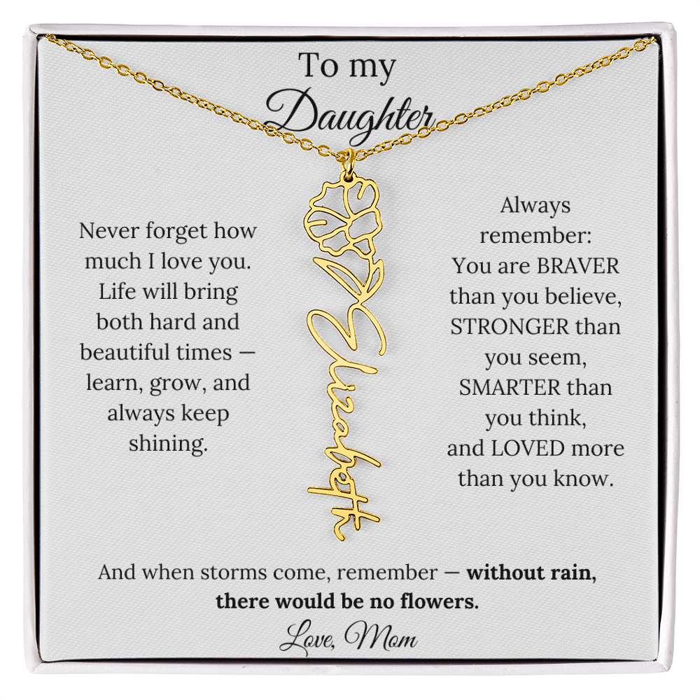 Personalized Jewelry Gift To My Daughter Birth Flower Name Necklace From Mom
