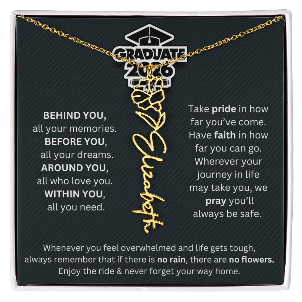 2026 Graduation Gift | Birth Flower Name Necklace 1