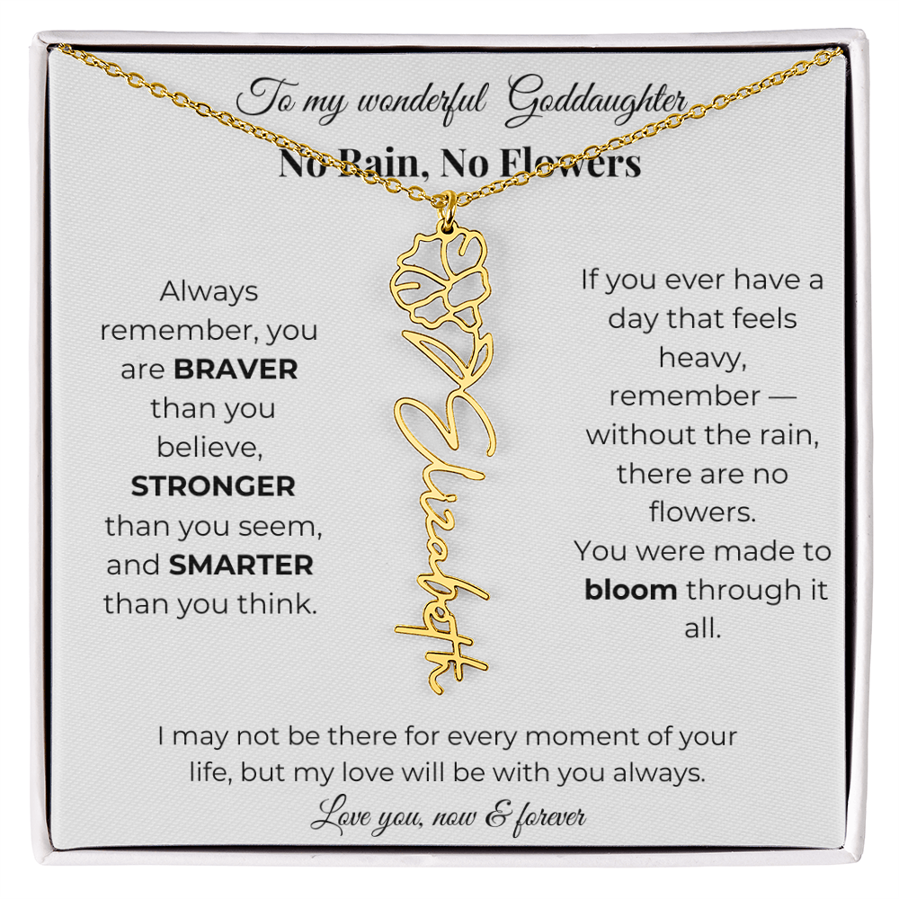 Birth Flower Necklace for Goddaughter with Message Card