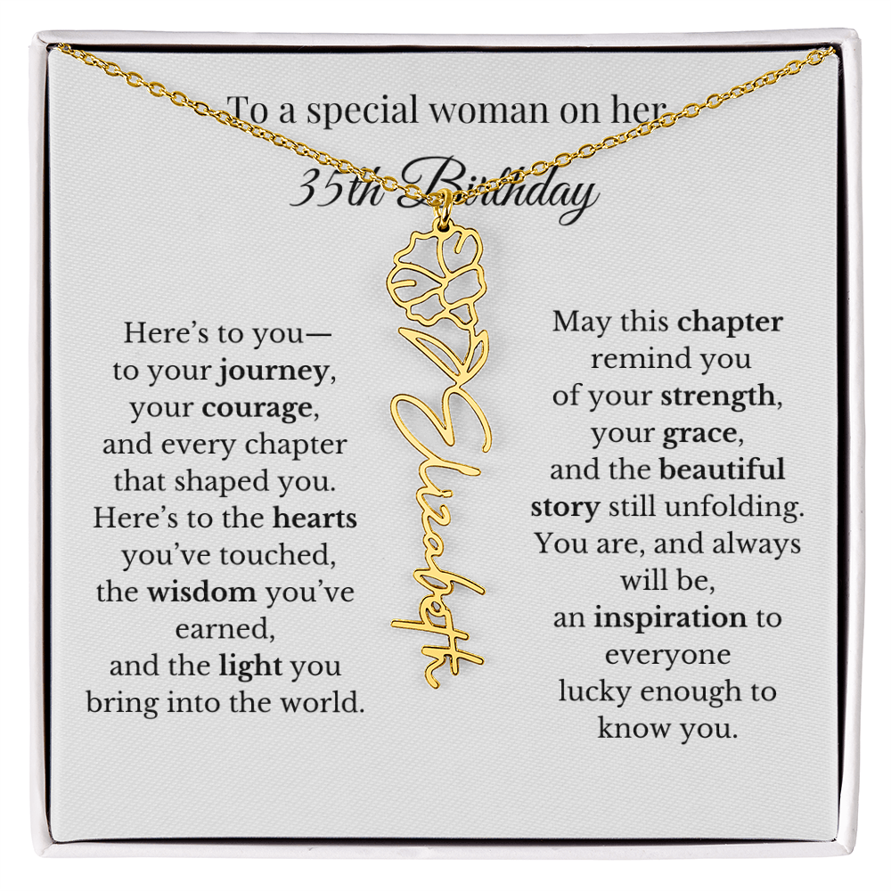 35th Birthday Gift for Her Birth Flower Name Necklace