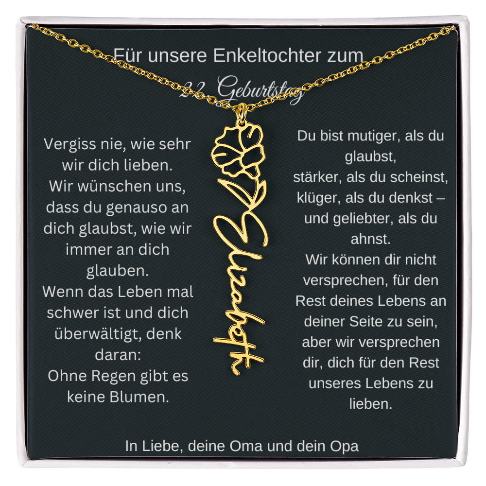 22. Geburtstag Blumen Namenskette