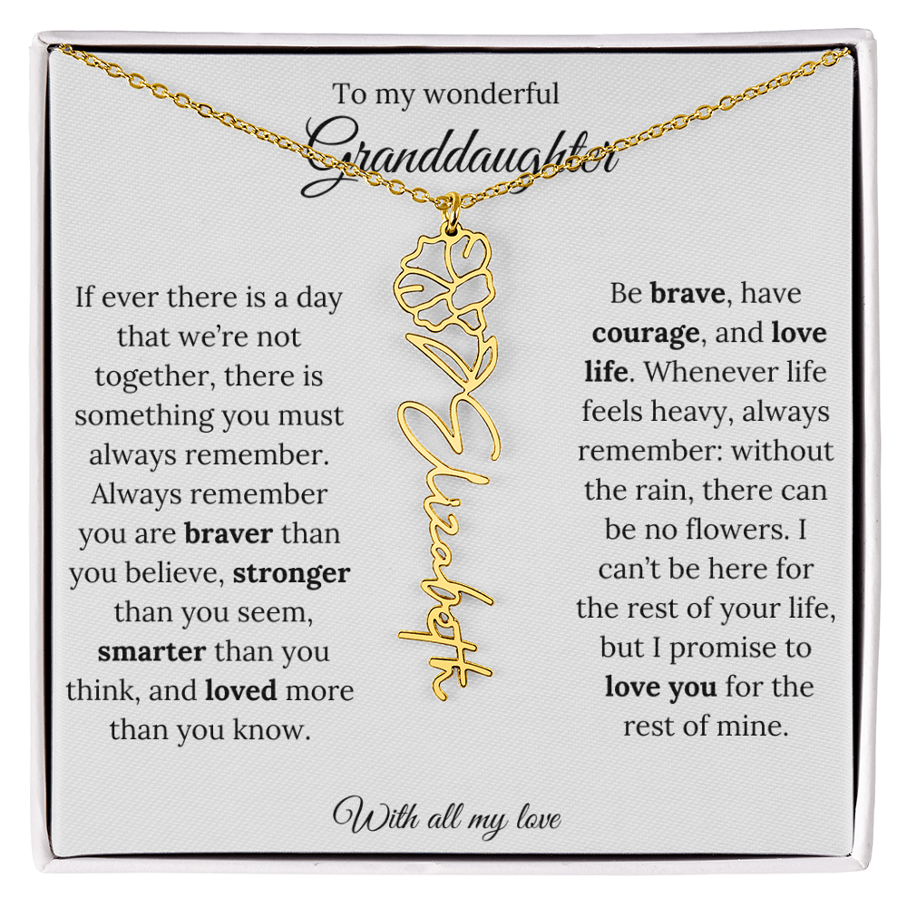 Personalized Birth Flower Name Necklace for Granddaughter