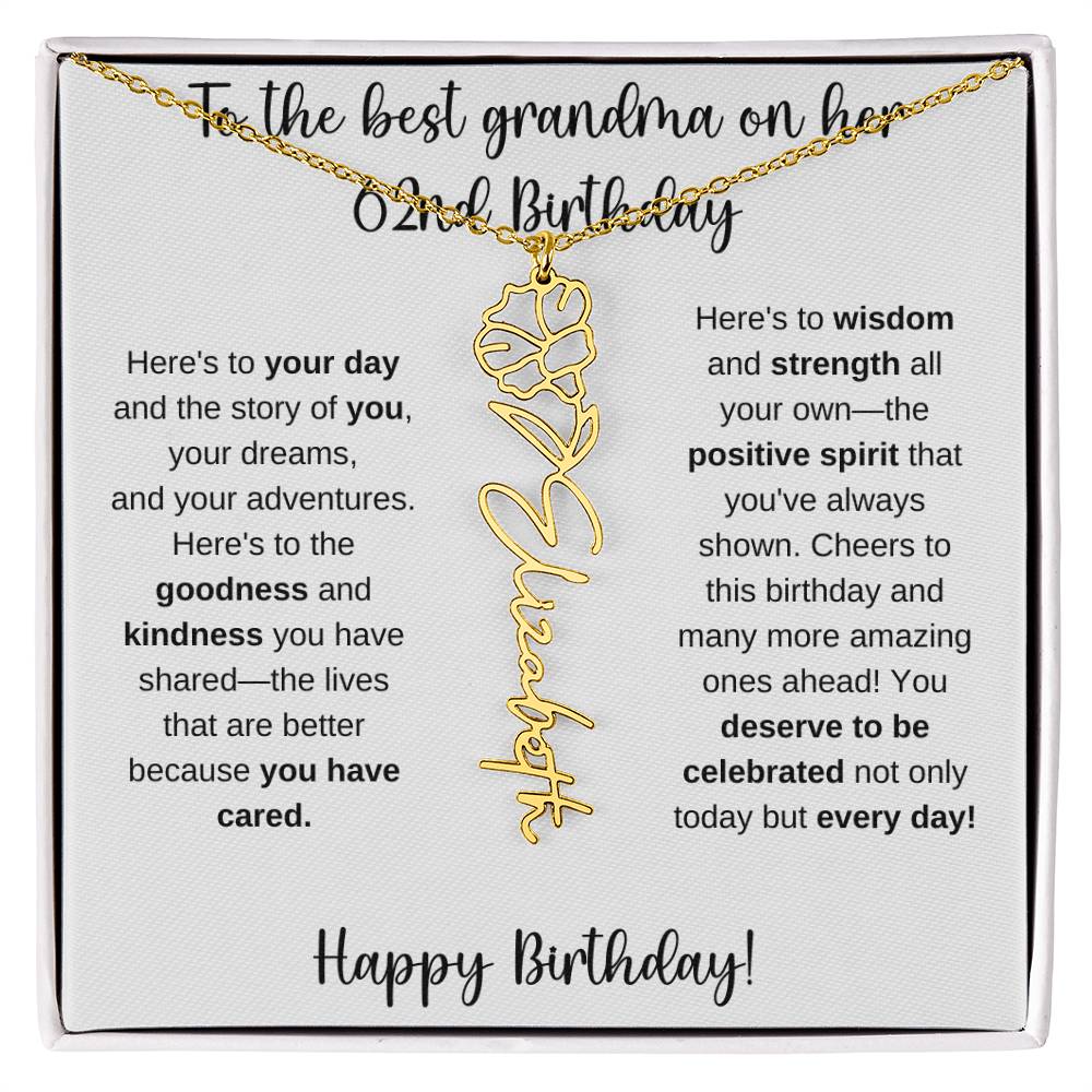 To The Best Grandma - Happy 62nd Birthday | Flower Name Necklace