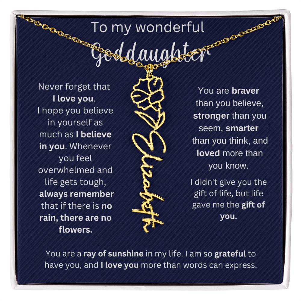 To My Wonderful Goddaughter | You Are Ray Of Sunshine | Flower Name Necklace