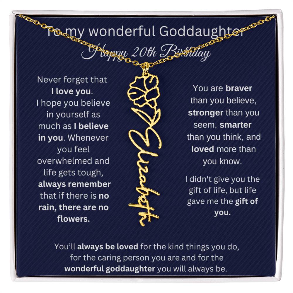 Goddaughter 20th Birthday Gift | Flower Name Necklace