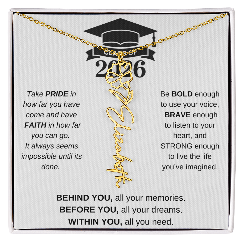 2026 Graduation Jewelry Birthmonth Flower Name Necklace