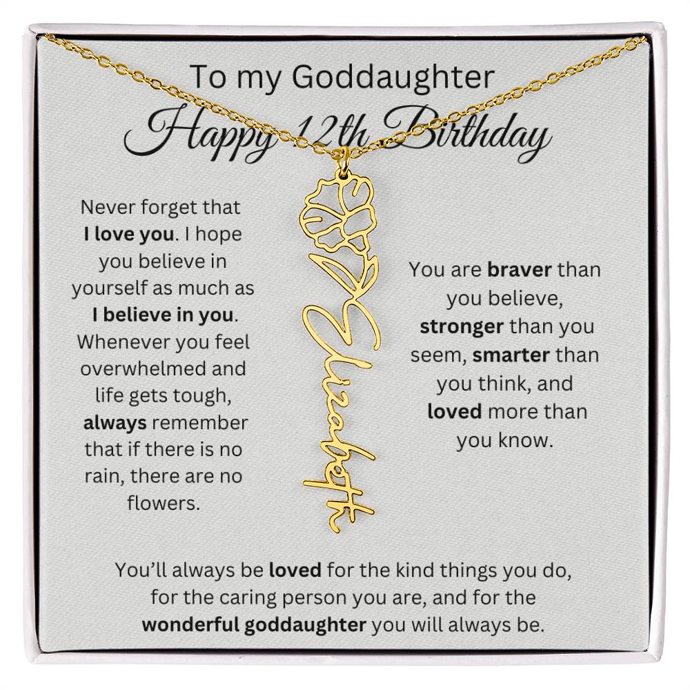 To My Goddaughter Happy 12th Birthday - Flower Name Necklace