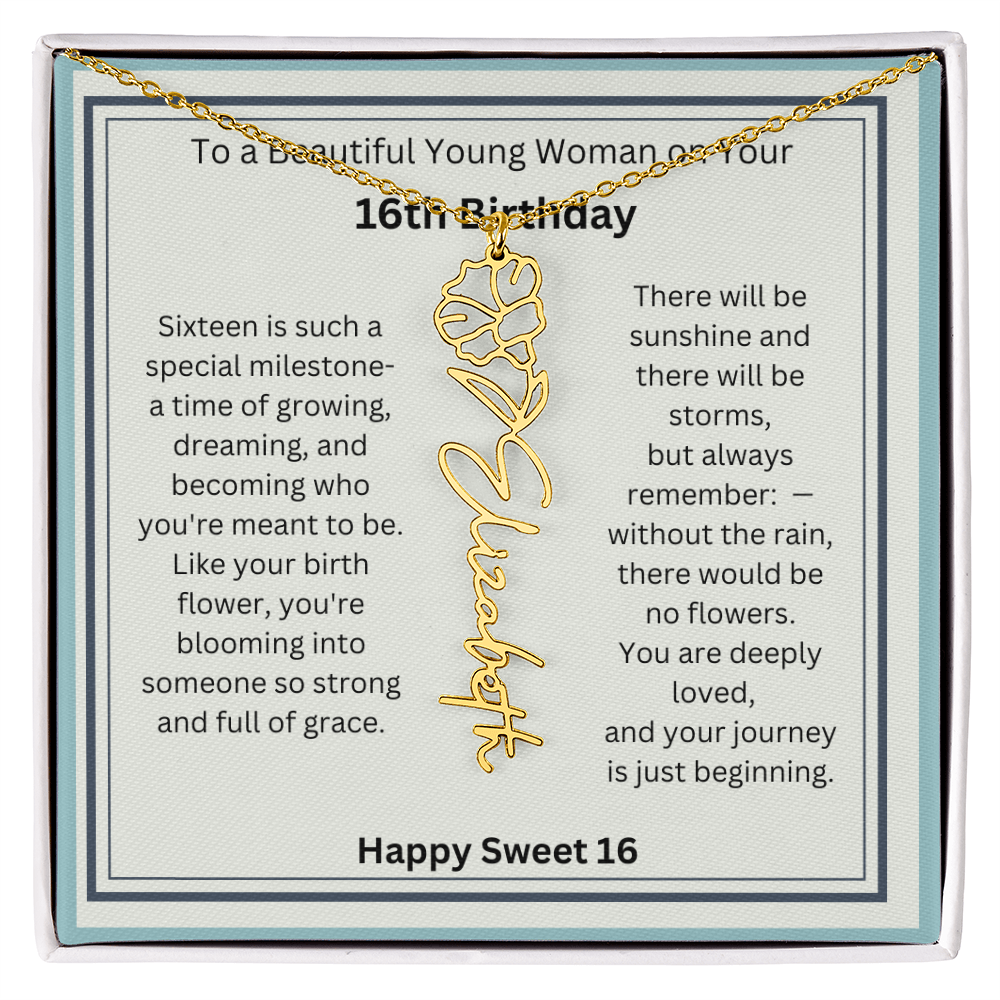 Sweet 16 Birth Flower Name Necklace Gift 2