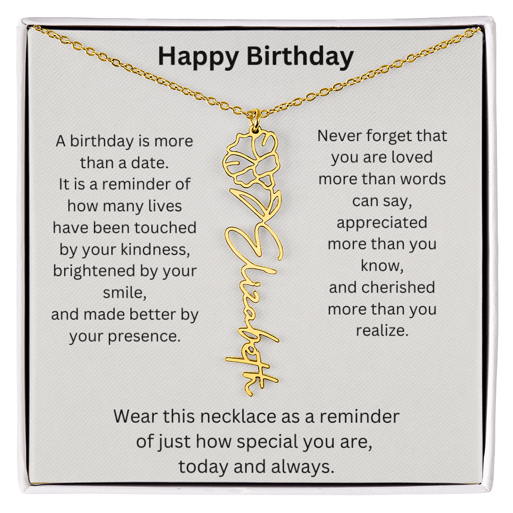 Meaningful Birthday Gift Birth Flower Name Necklace