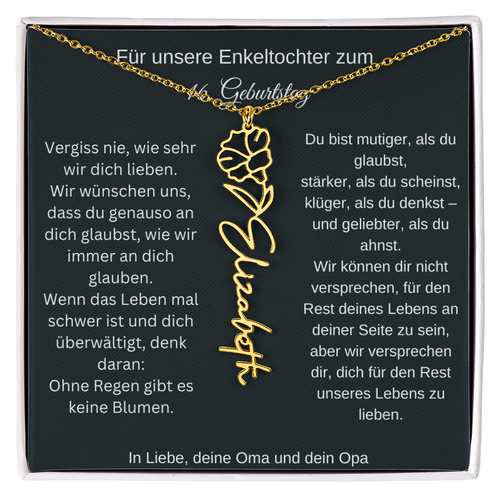16. Geburtstag Blumen Namenskette