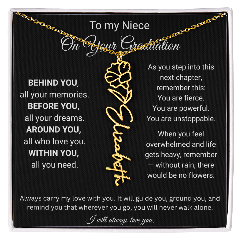 To My Niece On Your Graduation | Flower Name Necklace