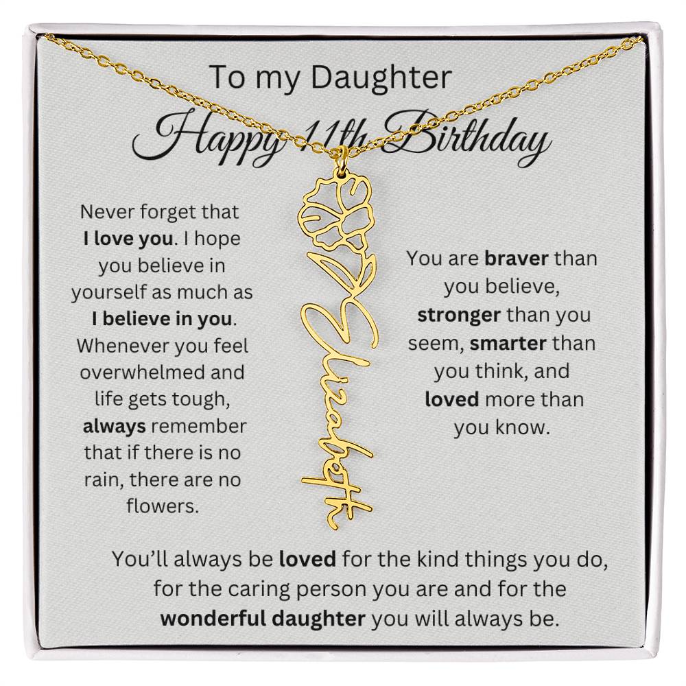 Happy 11th Birthday - Flower Name Necklace