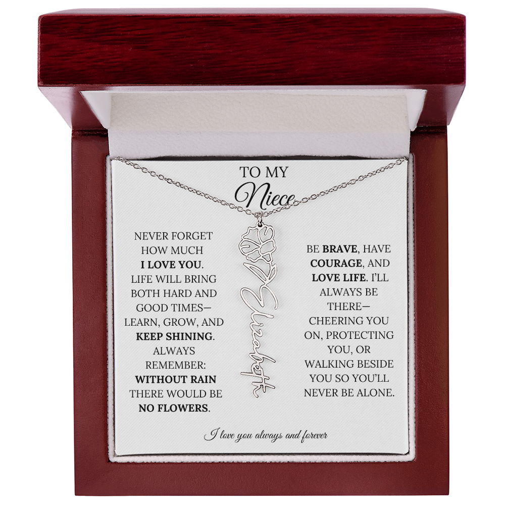 To My Niece | Keep Shining | Flower Name Necklace